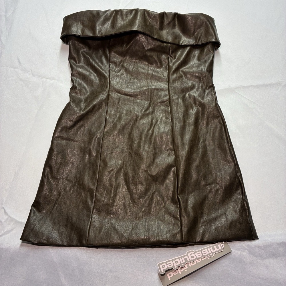 NWT Missguided Coffee Brown Strapless Bodycon Mini‎ Dress Size L